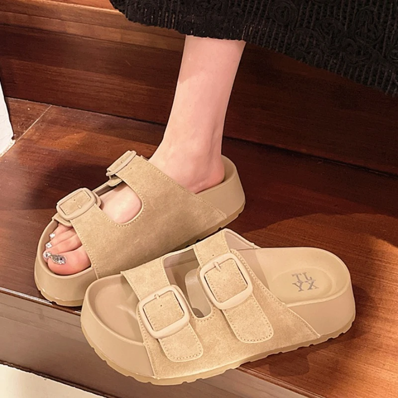 Zapatillas de ocio para mujer, tendencia Retro con hebillas, zapatos informales de verano para mujer, cómodas chanclas de playa, sandalias de plataforma para niñas - imagen 3