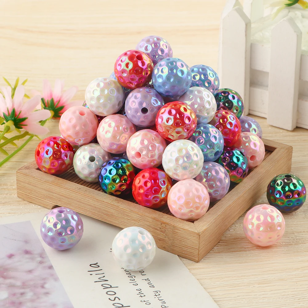 12 Uds. De cuentas redondas acrílicas cóncavas iridiscentes de 15/20mm para fabricación de joyería, pulseras, collares, pendientes, accesorios hechos a mano - imagen 2