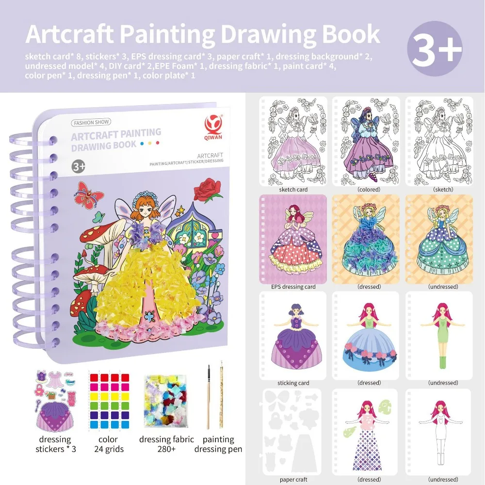 Creative Craft DIY Painting Sticker Educational Princess Fairy Magical Art Handmade Dress Up Game Art Craft