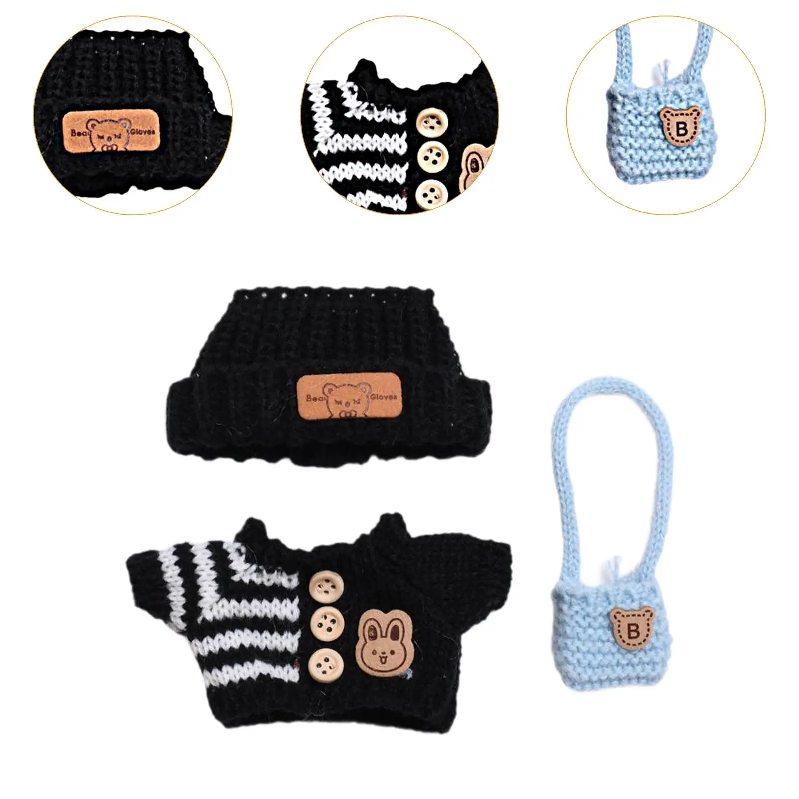 3 uds muñecas de moda suéter y sombrero bolsa accesorios ropa hecha a mano para muñecas de 15-17cm muñecas de niño muñecas de niña regalos de Año Nuevo - imagen 5