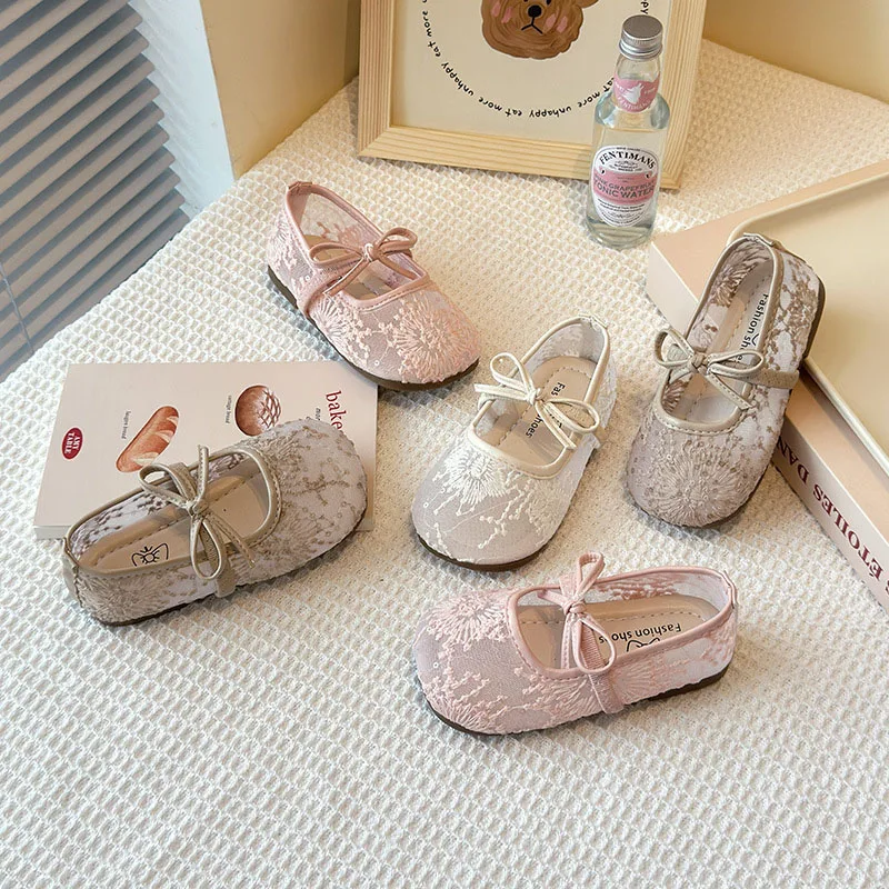 MILANCEL Zapatos planos de primavera – Nude con lazo para niñas - imagen 3