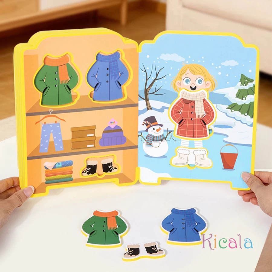 Rompecabezas de vestir, juguetes Montessori, cambio de ropa, caja de rompecabezas, juegos a juego, vestir, conjunto de viaje para niños, regalos de navidad - imagen 3