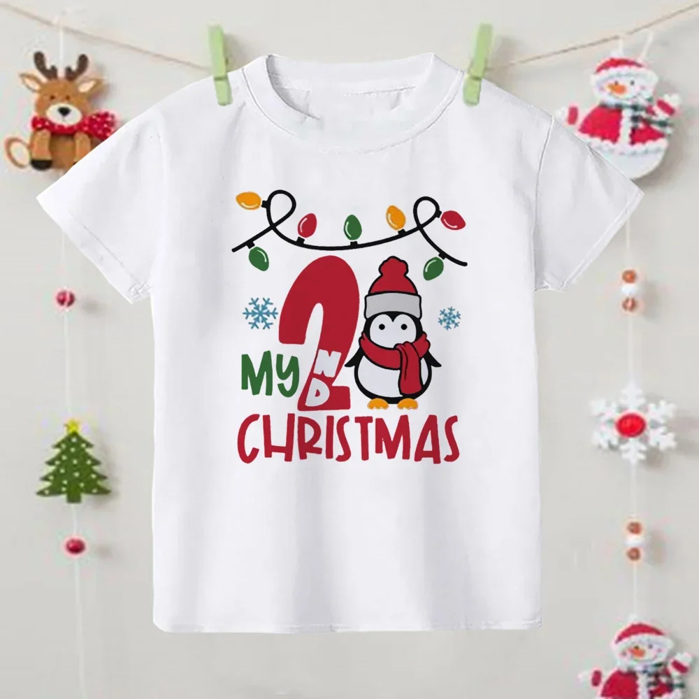 Camiseta con estampado de ciervo de mi segundo Navidad, traje de Navidad para chico, camiseta, ropa para niño, Tops, camiseta de fiesta de Navidad para niño y niña, regalos de vacaciones - imagen 5