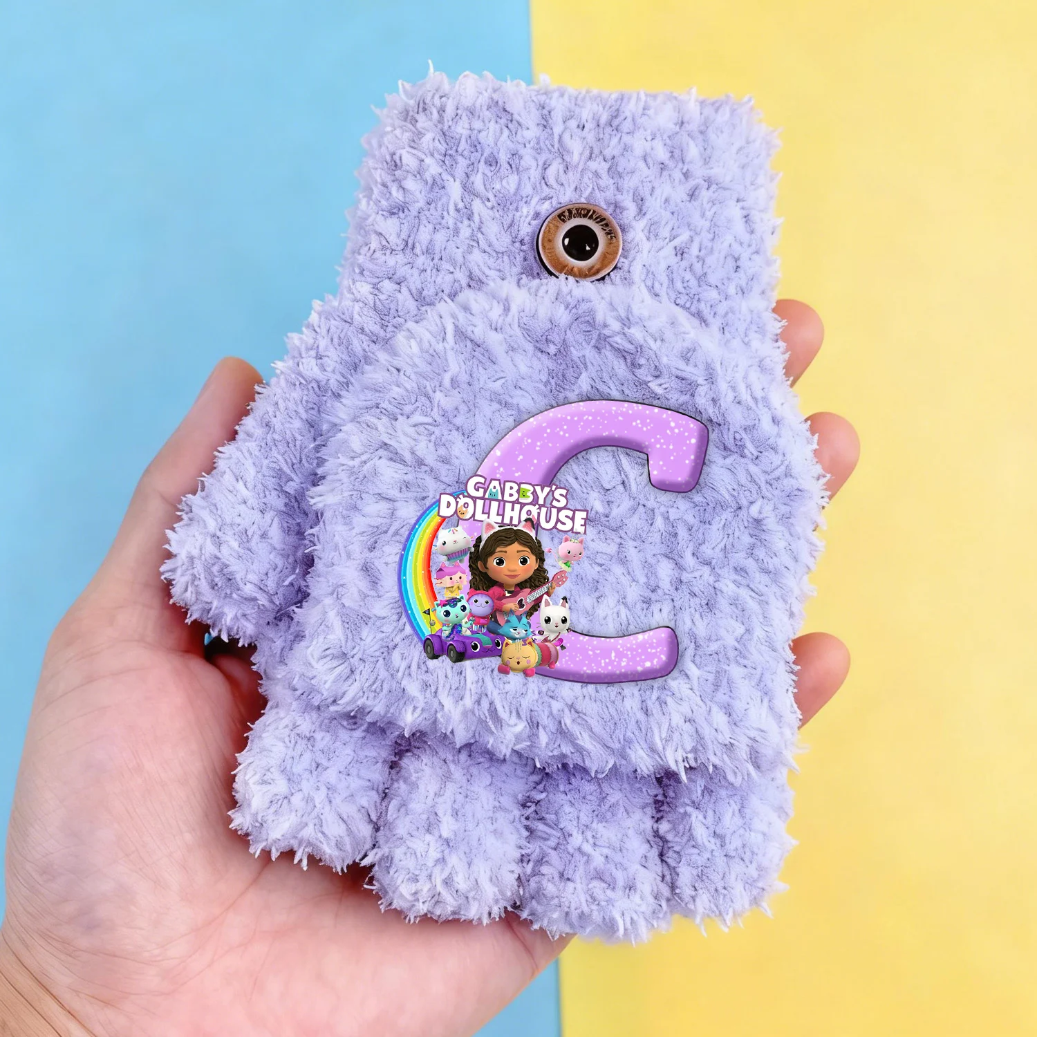 Gabby-guantes morados para casa de muñecas para niños, guantes con tapa de medio dedo con letras de dibujos animados, manoplas suaves y cálidas Kawaii para invierno, regalo para chico - imagen 3
