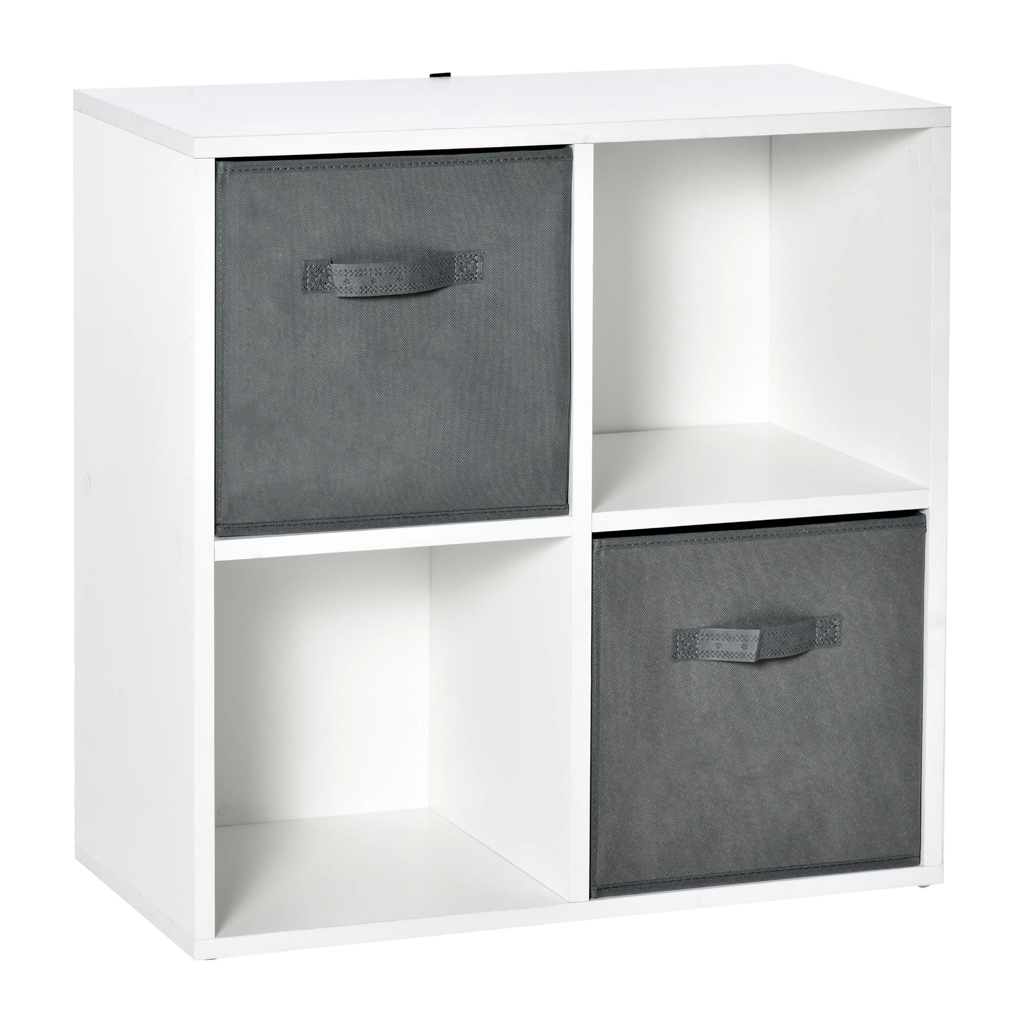 HOMCOM Estantería para Libros de 4 Cubos Librería Modular no Tejida para Oficina Estudio 61,5x30x61,5cm Blanco y Gris