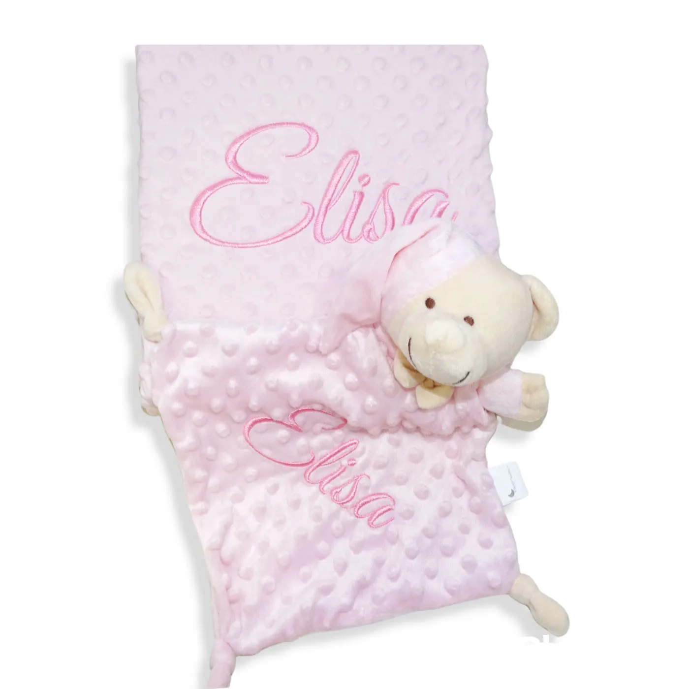 Manta de Bebe Personalizado con su Nombre Bordado, Manta de topito personalizado ideal para bebé recien nacido, Apto para capazp, minicuna y cuna. - imagen 3