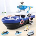 Blue ship with 4 car
