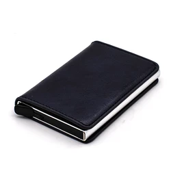 Tarjetero RFID ultrafino de cuero con bloqueo antirrobo para hombre