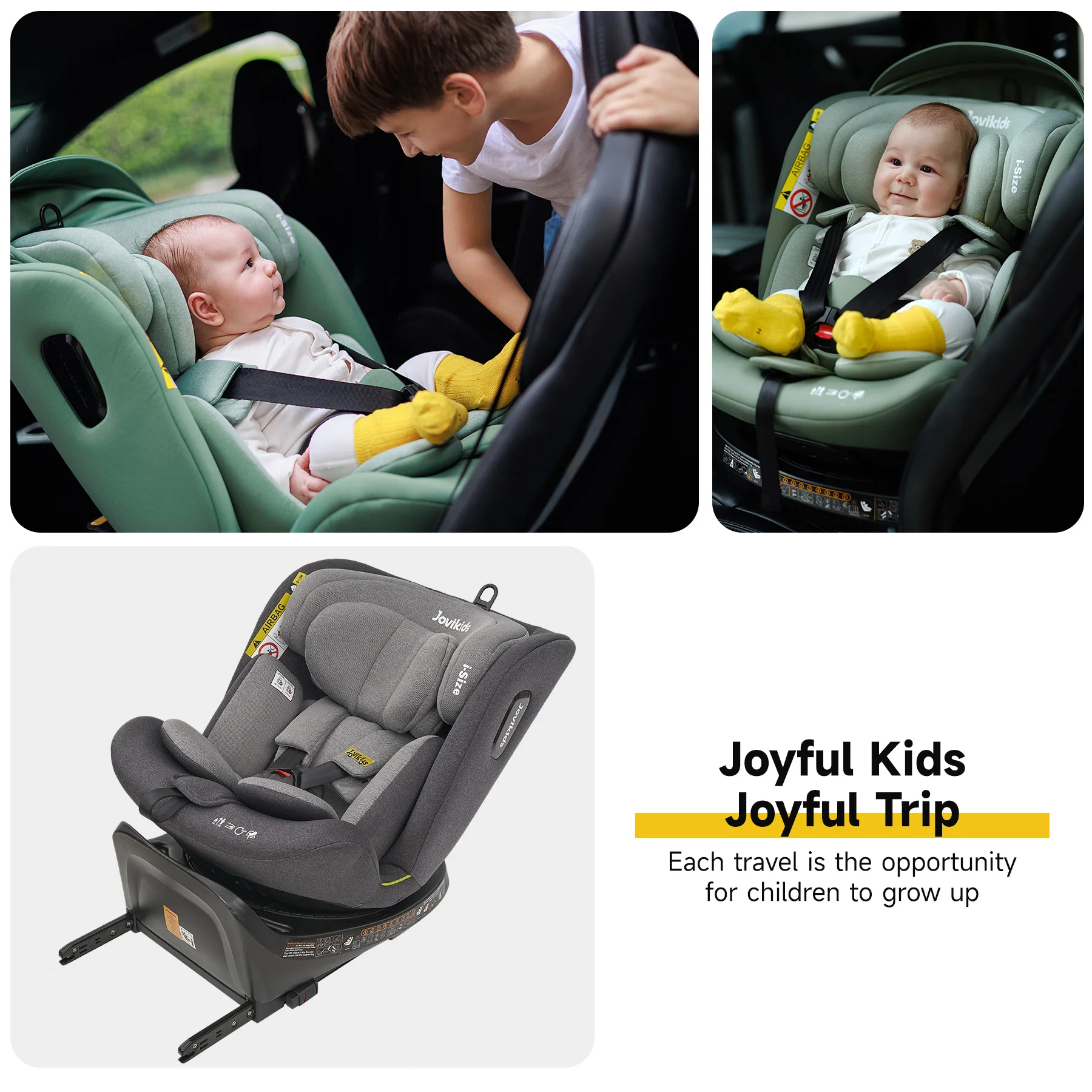Jovikids Ranger asiento de coche giratorio para bebé con soporte - imagen 3