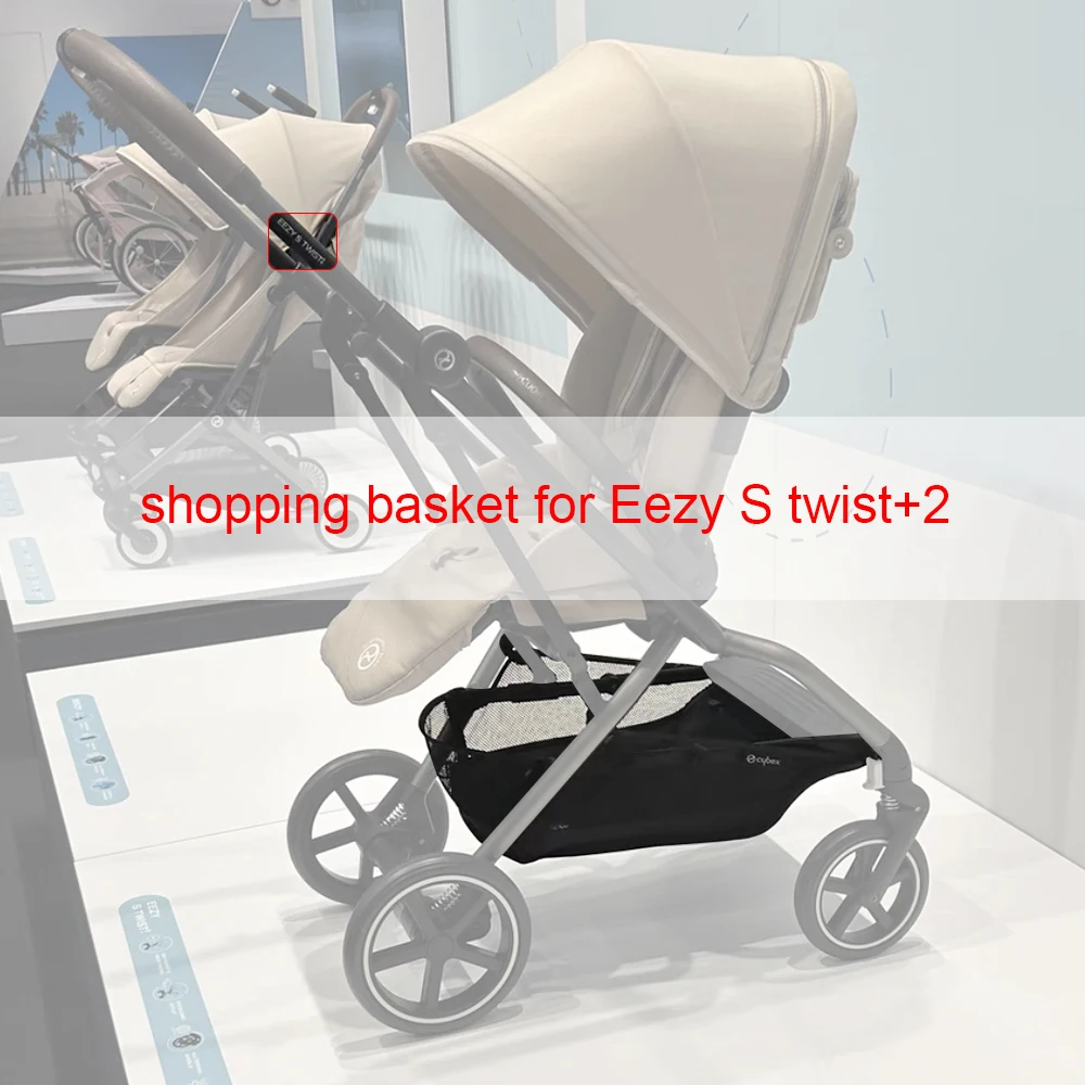 Cesta de compras para cochecito en uso