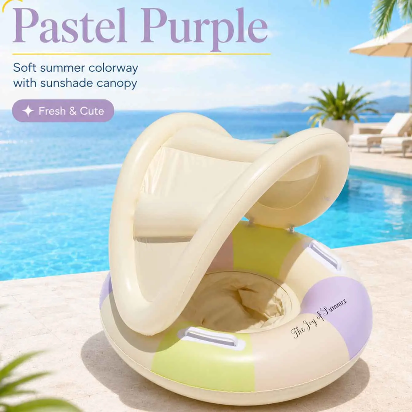 Flotador inflable piscina con toldo y asiento, agarraderas seguras - imagen 2