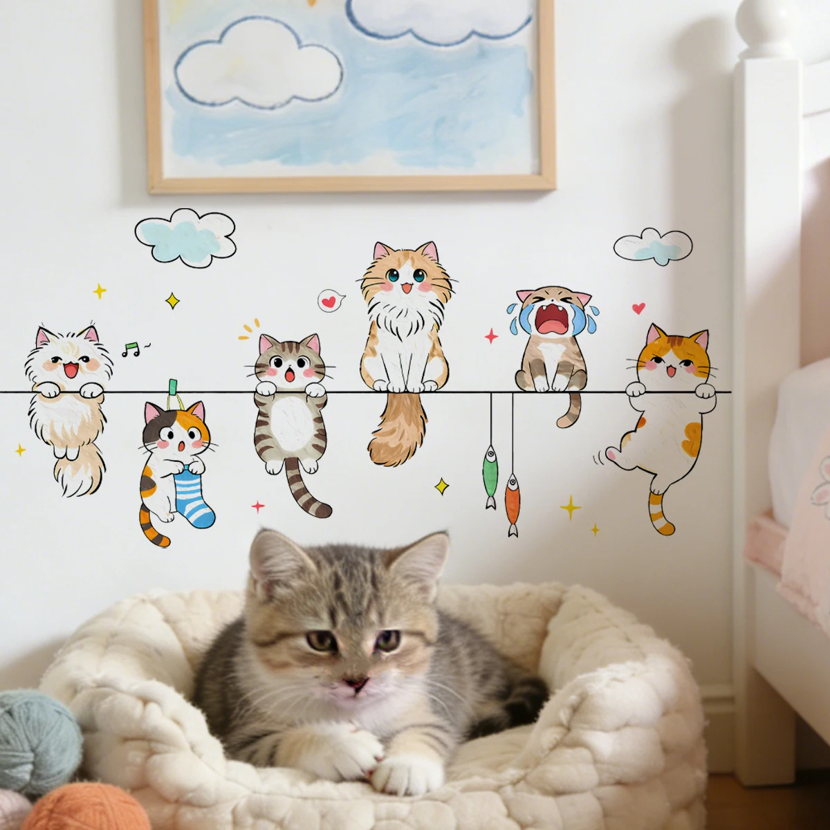 Pegatinas de pared gato trepando - Decoración infantil