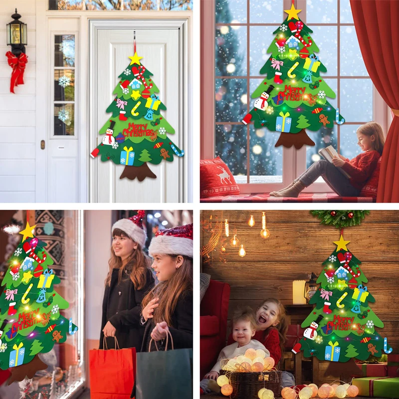 Árbol de fieltro navideño para niños con luces – Manualidad decorativa - imagen 4