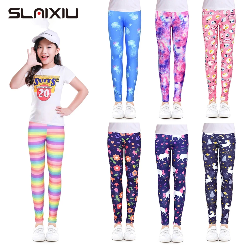 Mallas ajustadas con flores para niña SLAIXIU