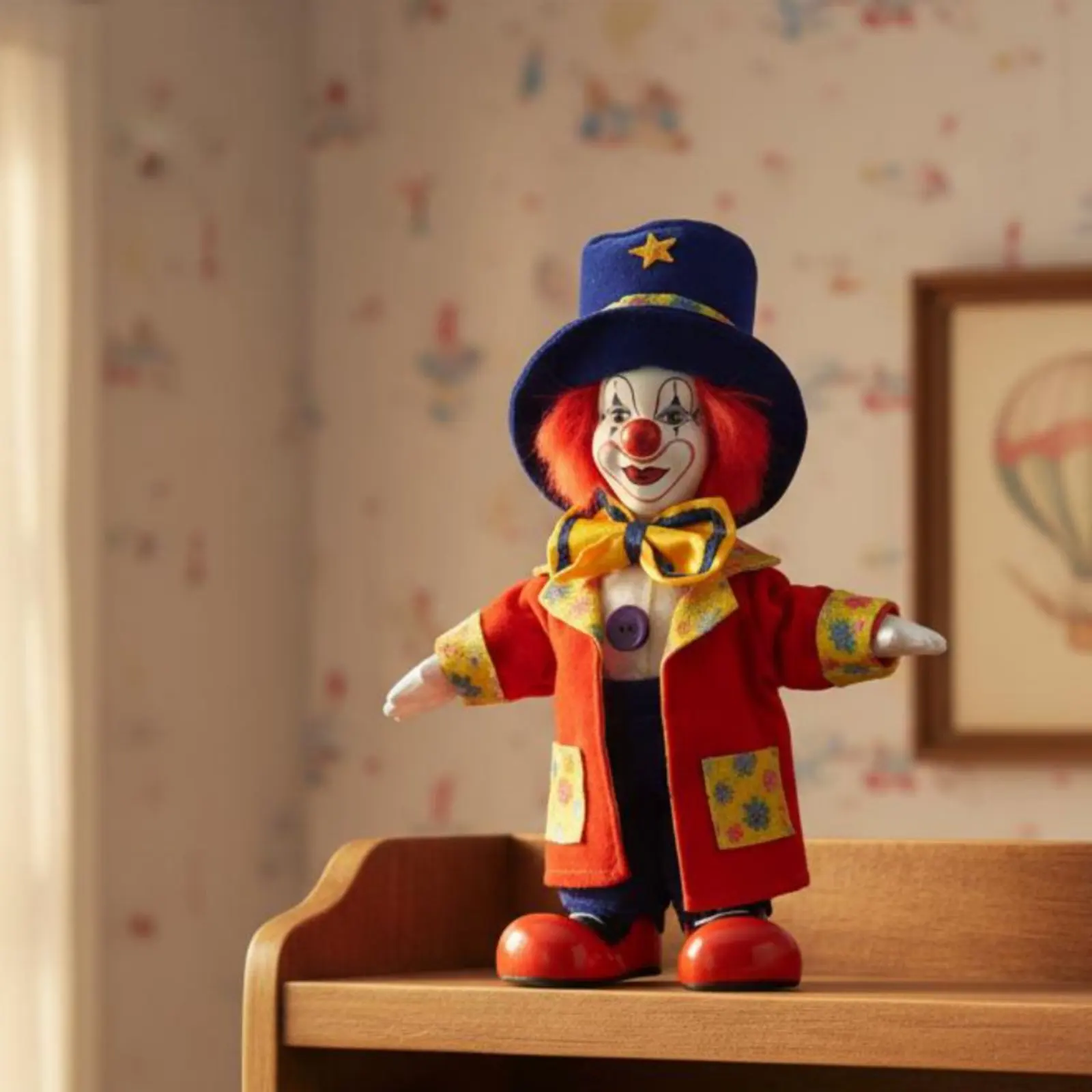 Figura de payaso de porcelana para decoración de escritorio y hogar