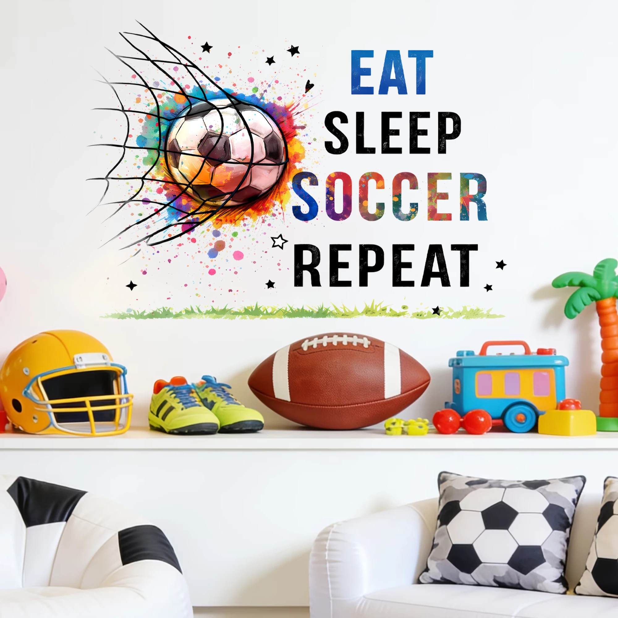 Pegatina de pared fútbol Comer Dormir Repetir para niños - imagen 5