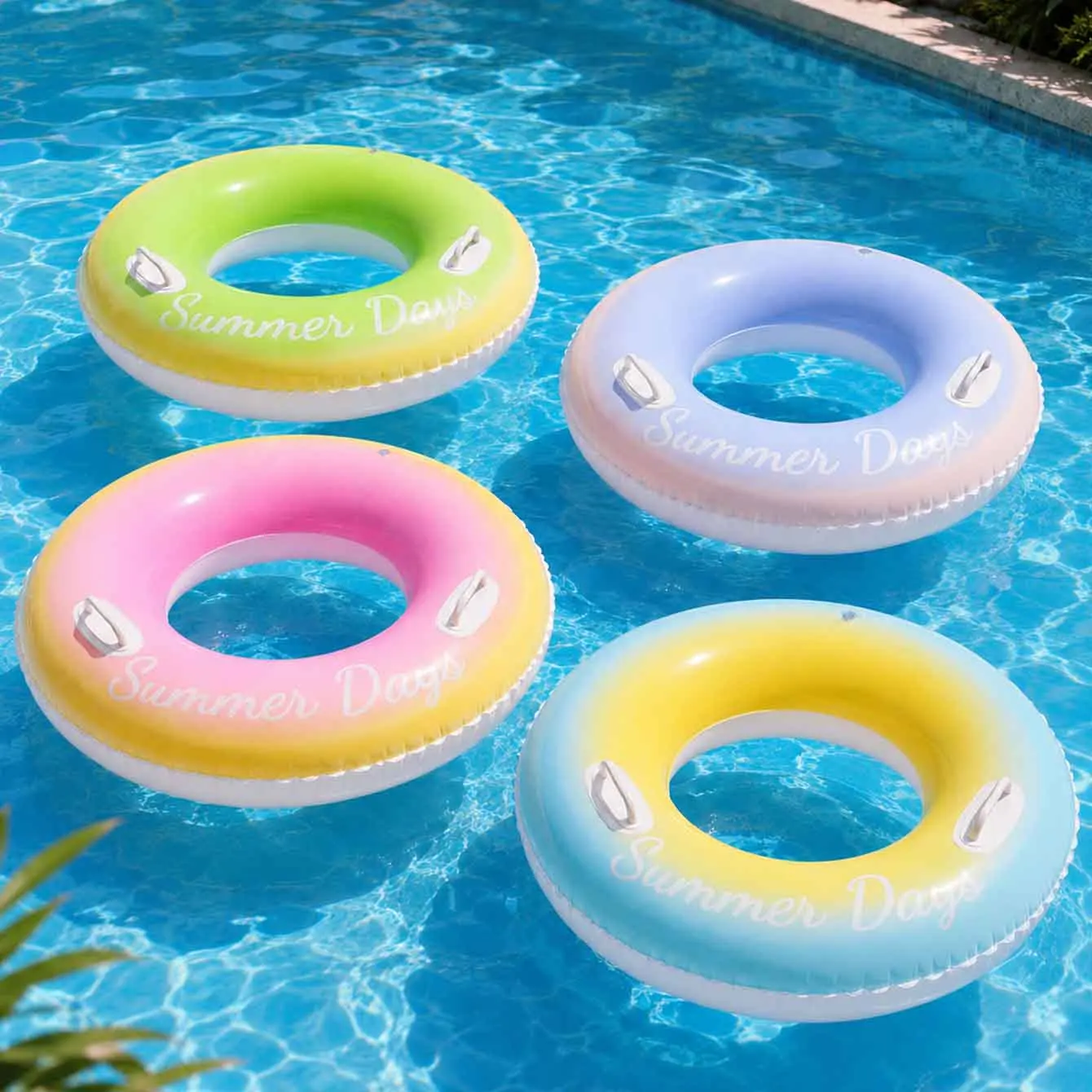 Flotador inflable con asas y diseño degradado para piscina verano - imagen 2