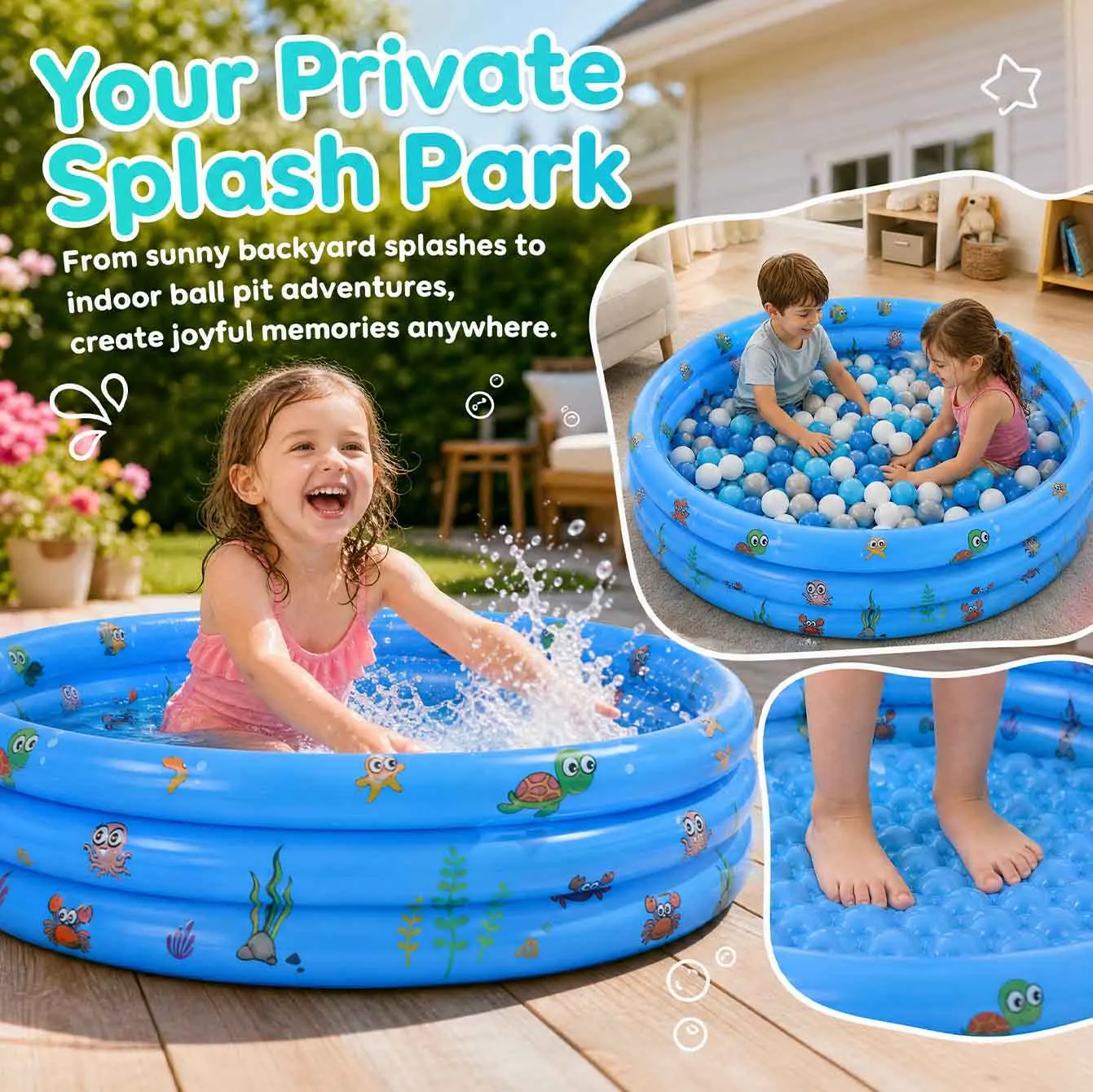 Piscina de bolas inflable redonda portátil para interior y exterior - imagen 2