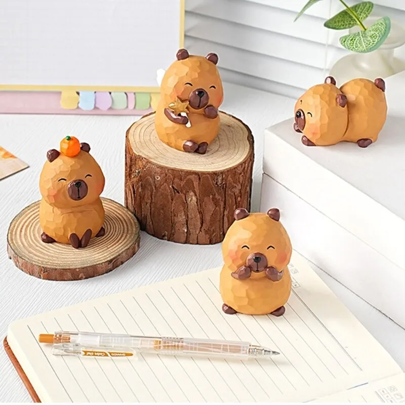 Estatua de capibara tallada en madera – Figura decorativa para hogar - imagen 5