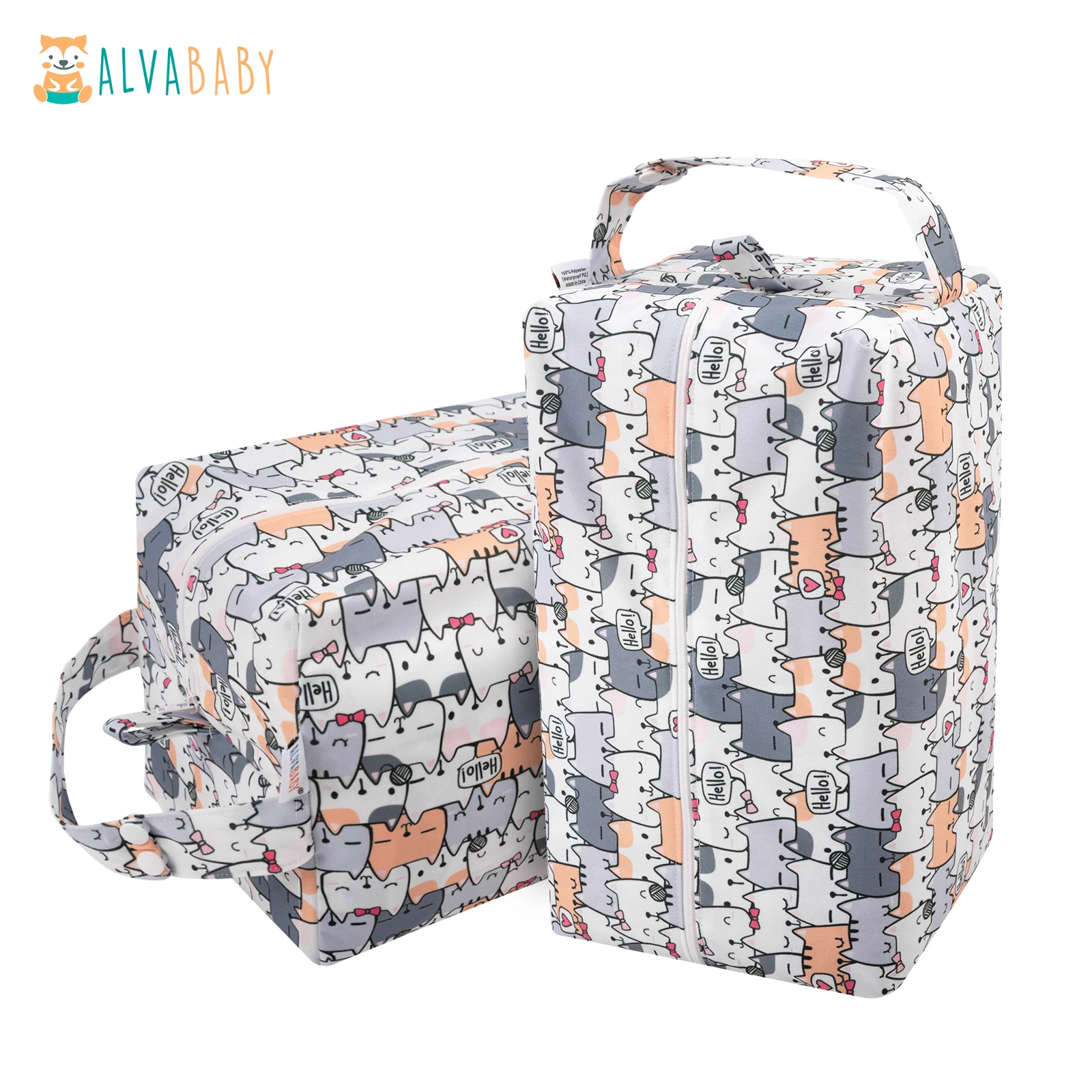 Bolsa de pañales de tela reutilizable ALVABABY – Impermeable con doble capa - imagen 4