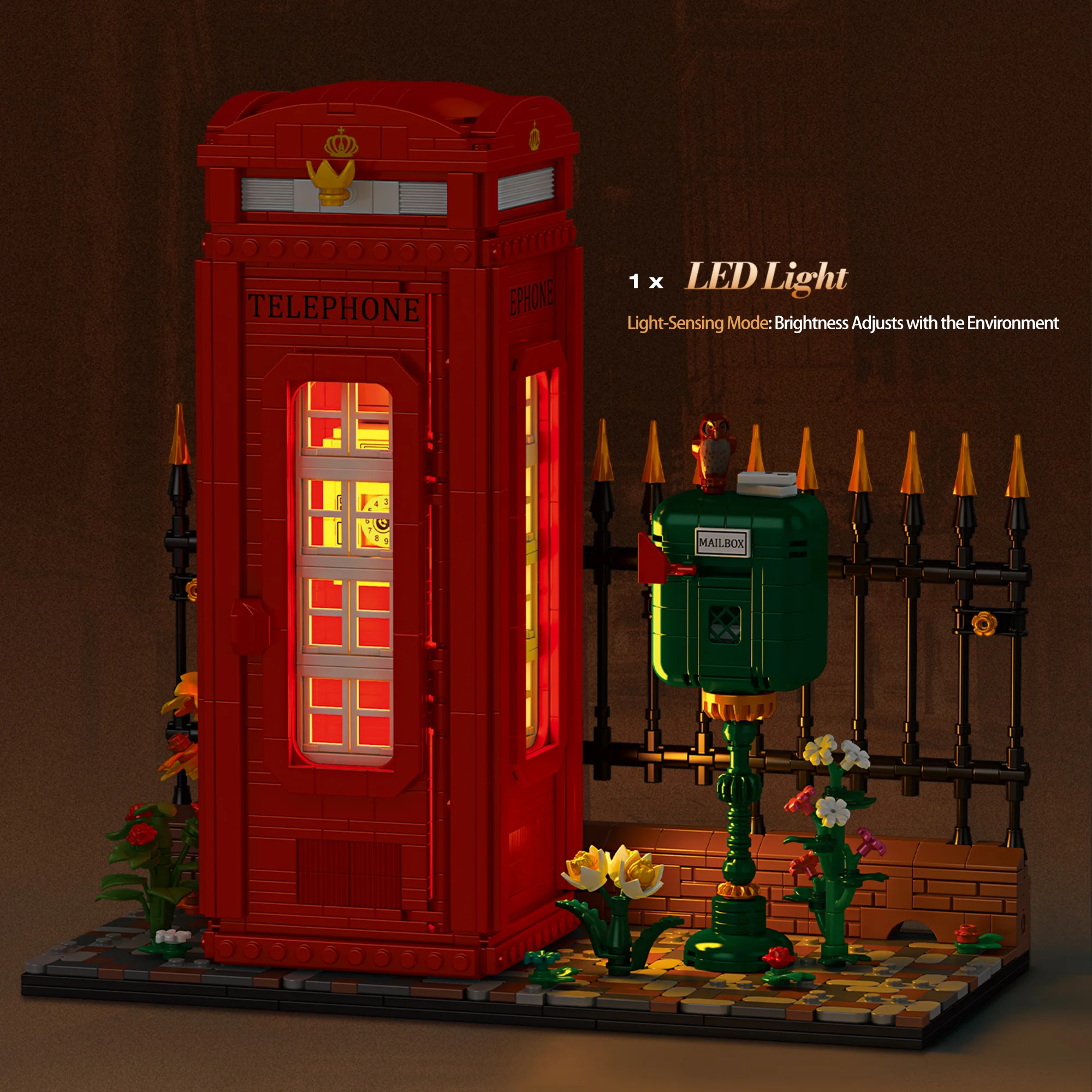 Set de construcción cabina telefónica roja británica con luz - imagen 5