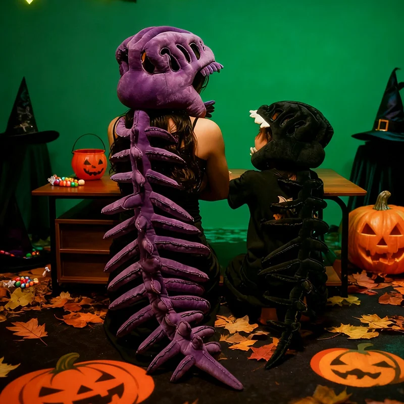 Peluche dinosaurio esqueleto para cosplay y Halloween con calavera - imagen 4