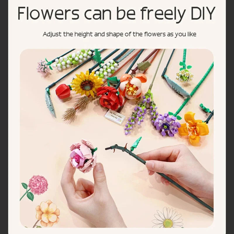 Bloques de construcción modelo girasol para niñas – Juguete educativo decorativo - imagen 4