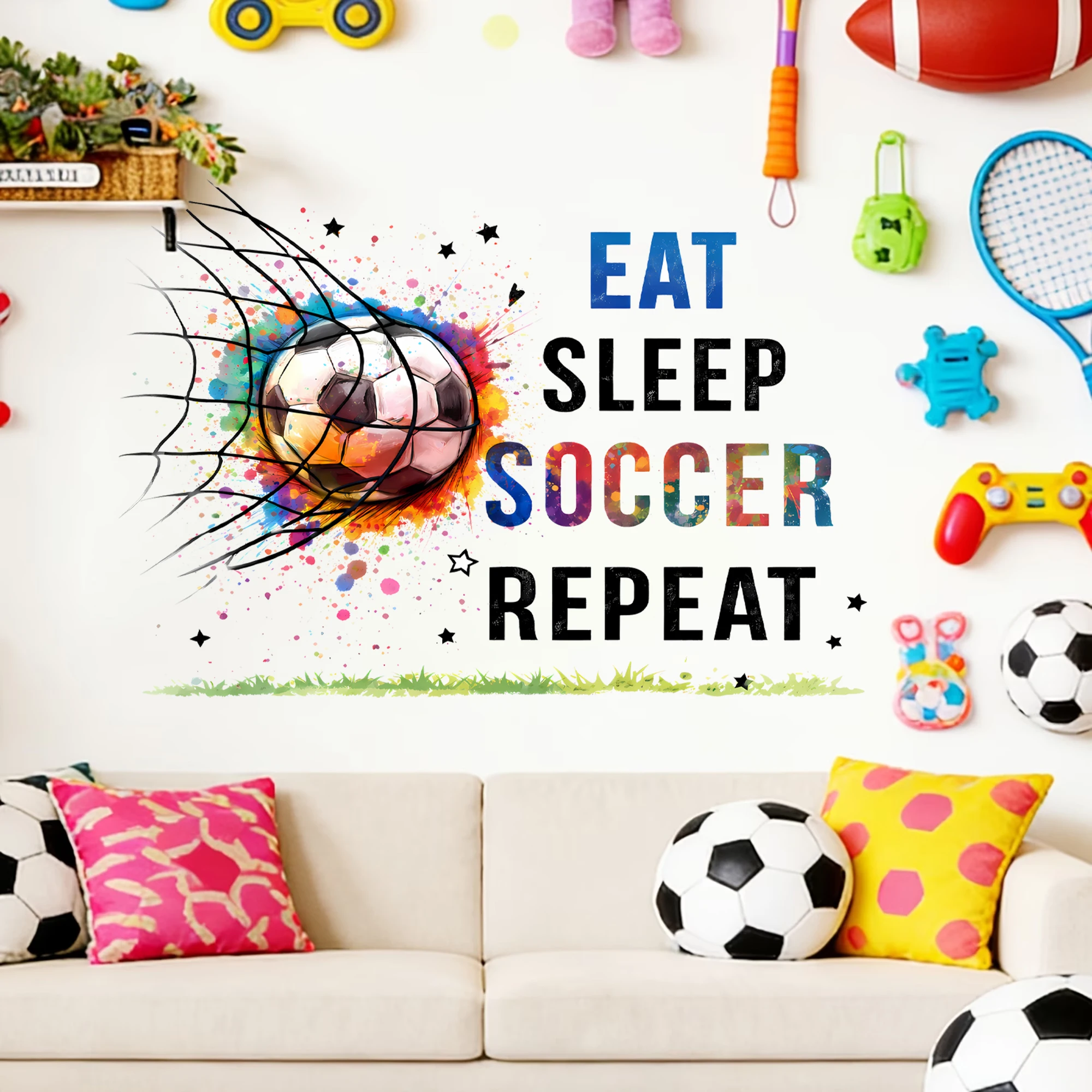 Pegatina de pared fútbol Comer Dormir Repetir para niños - imagen 4