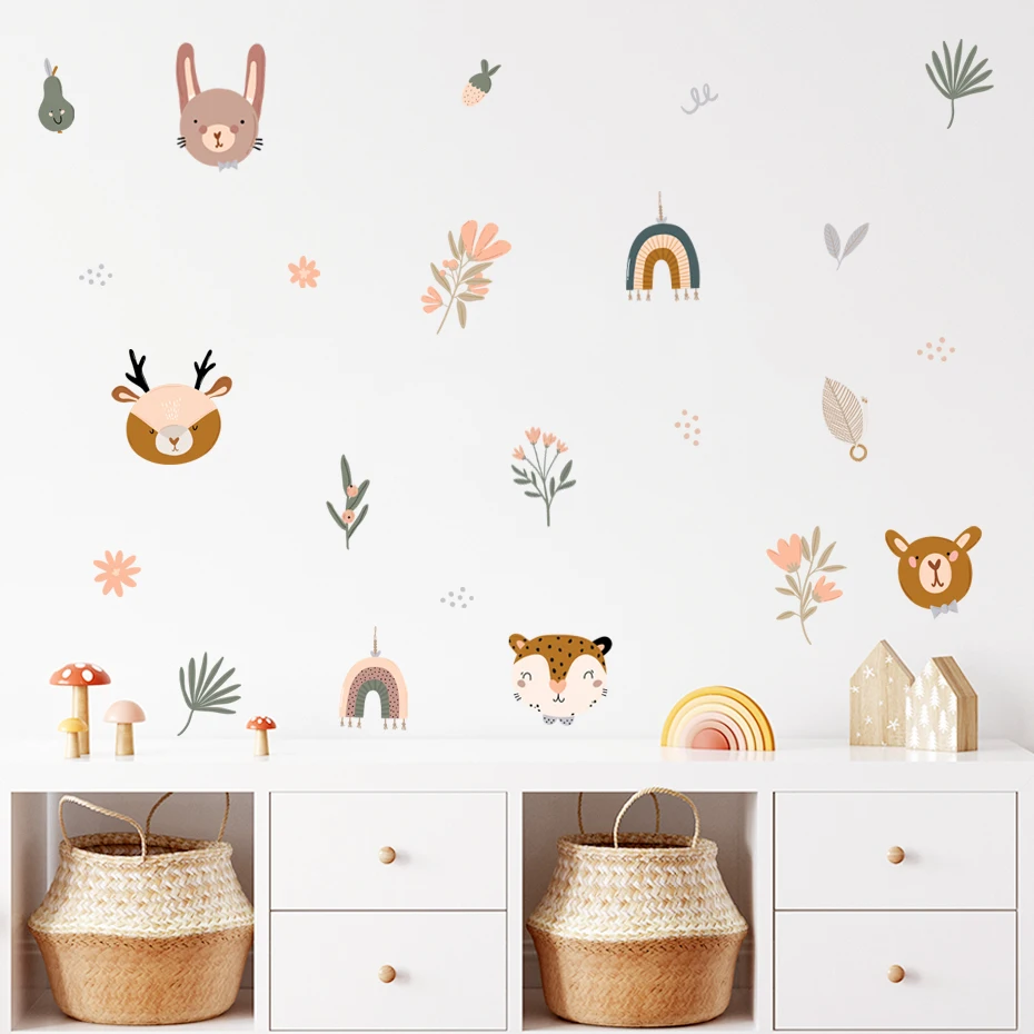 Pegatinas de pared infantiles extraíbles con arcoíris y animales - imagen 5