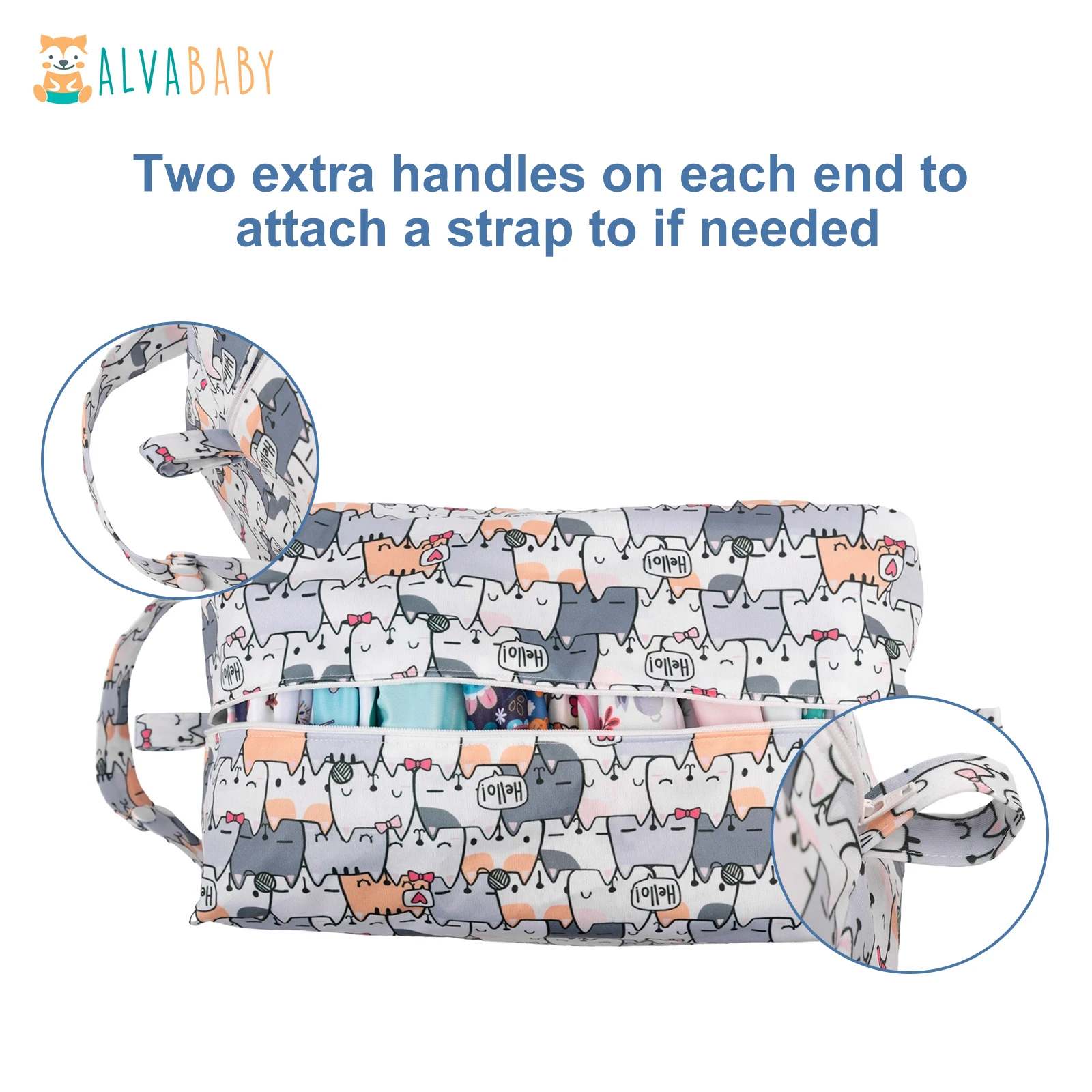 Bolsa de pañales de tela reutilizable ALVABABY – Impermeable con doble capa - imagen 2
