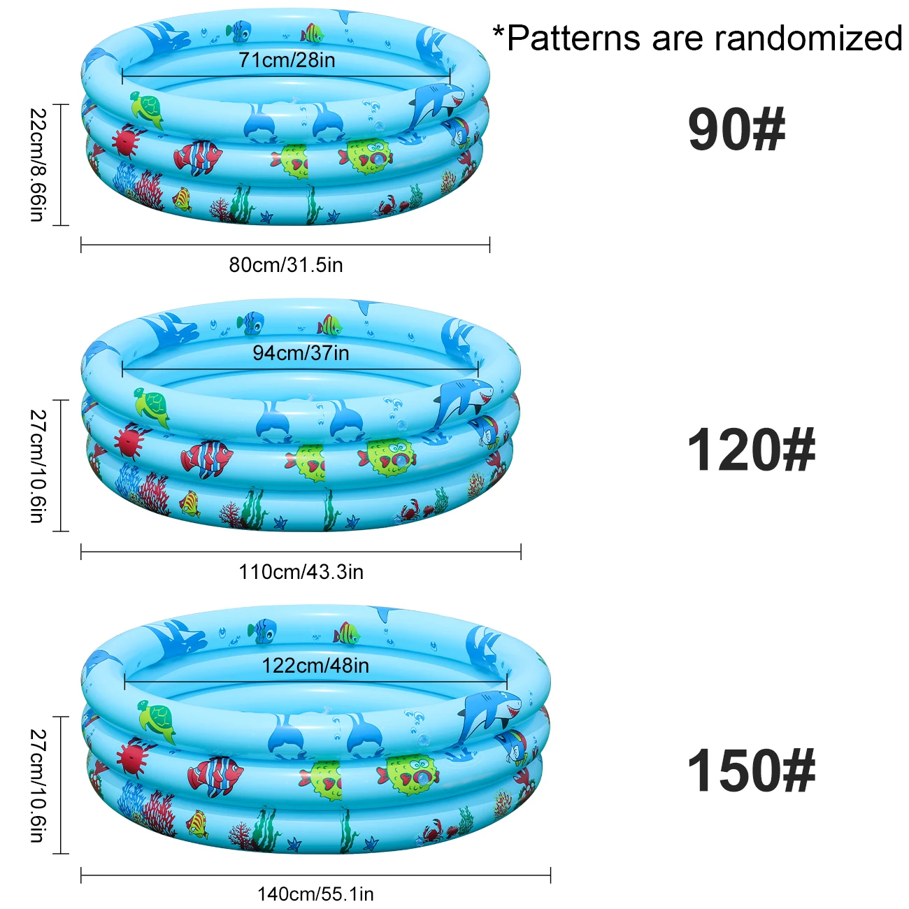 Piscina inflable infantil redonda de PVC con animales marinos - imagen 2
