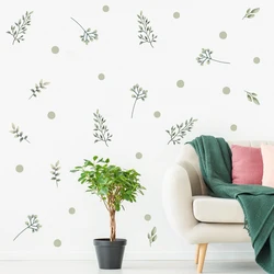 Pegatinas de pared infantiles de vinilo con acuarela y hojas verdes