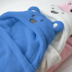 Manta suave de algodón con oso de peluche para bebé – Rosa