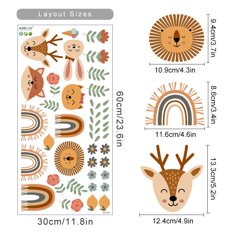 Detalle de calcomanías decorativas extraíbles para pared