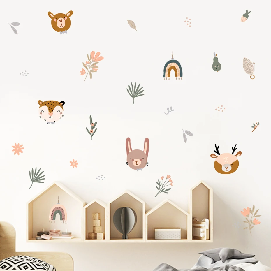 Pegatinas de pared infantiles extraíbles con arcoíris y animales - imagen 2