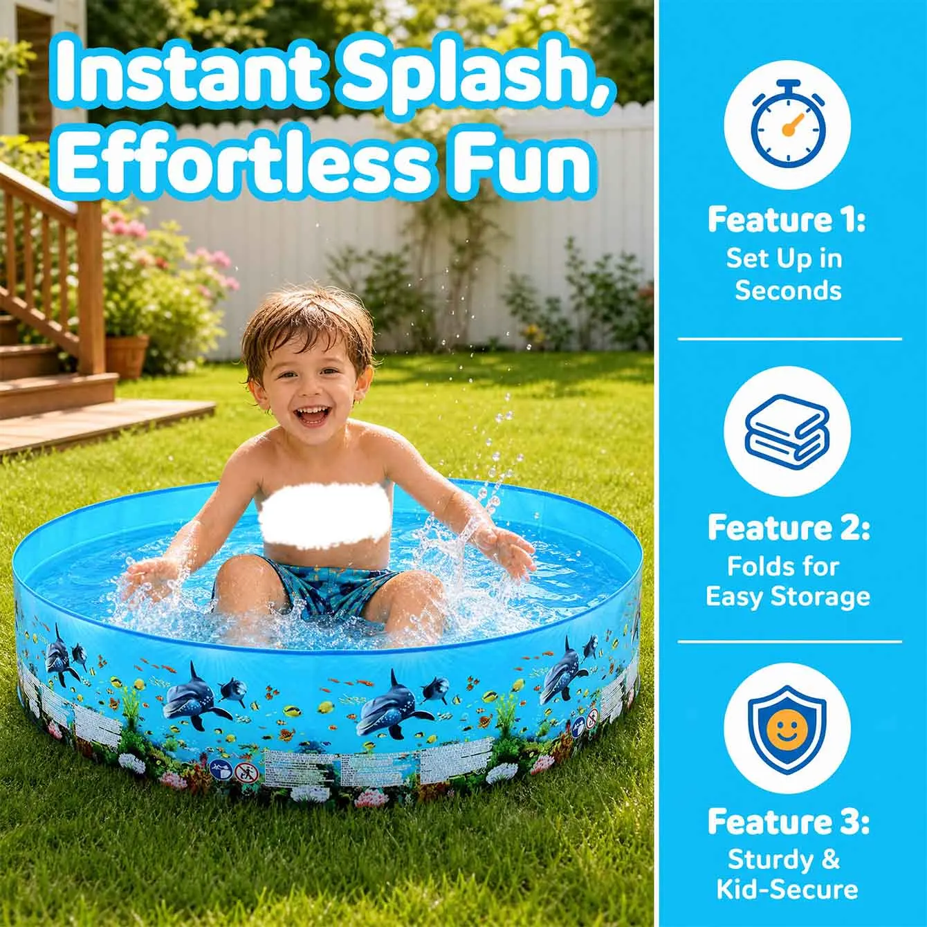 Piscina plegable redonda de PVC portátil para perros en jardín - imagen 4