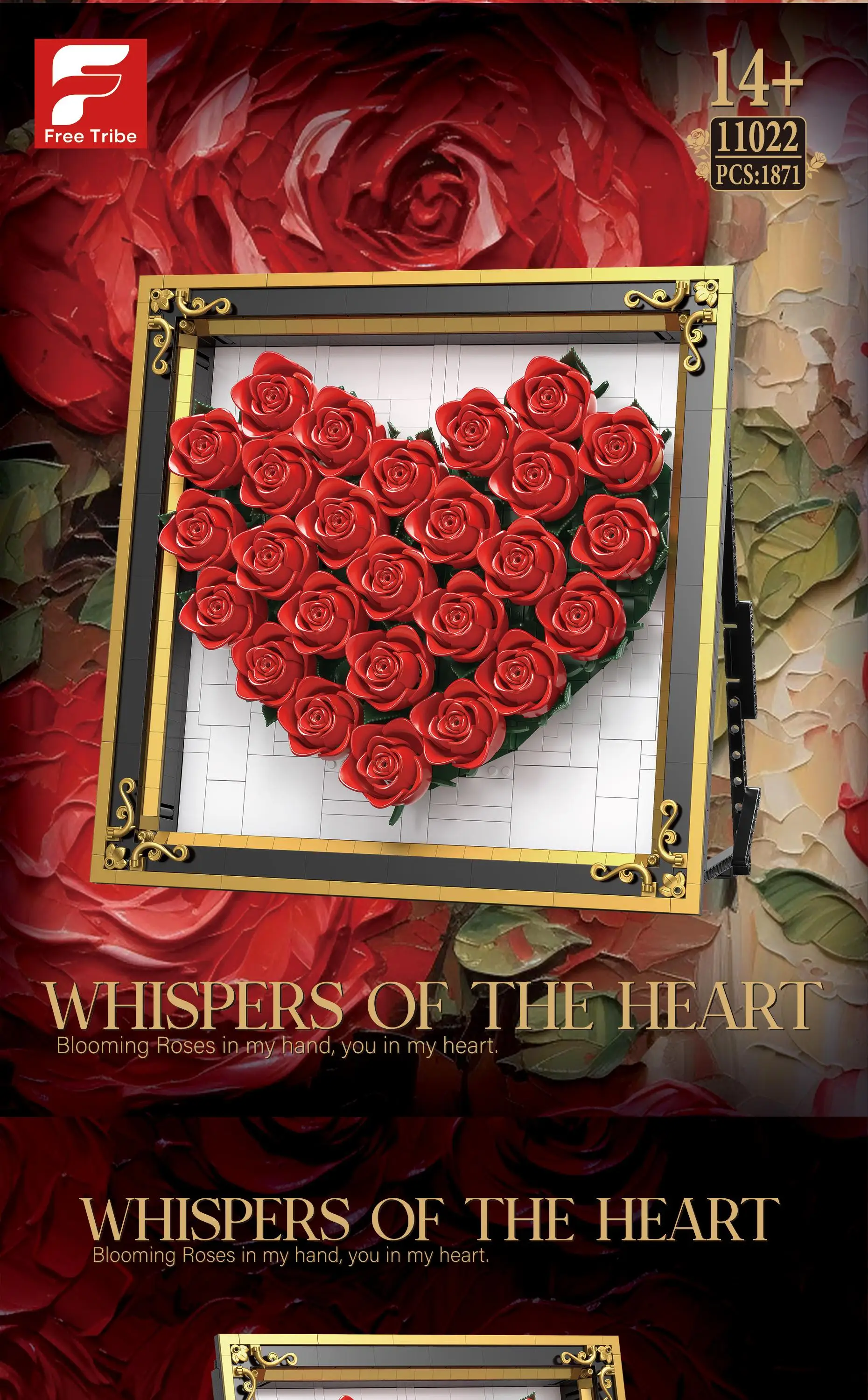 Detalle del corazón con marco y motivos florales