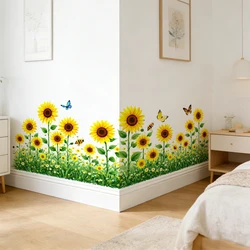 Pegatinas de pared girasoles removibles para zócalos con mariposas