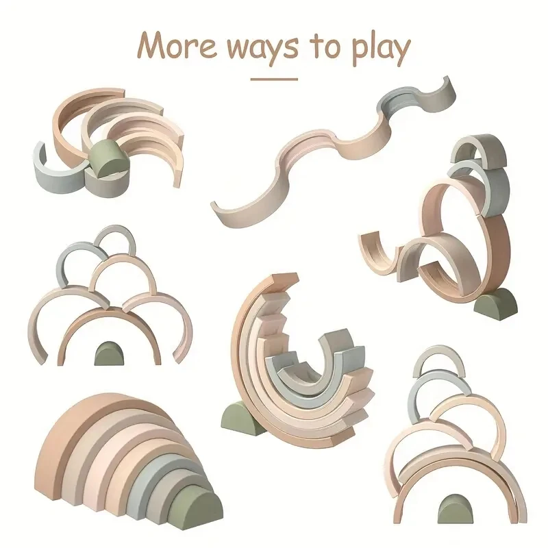 Apilador arcoíris de silicona – Bloques Montessori sensoriales para niños - imagen 2