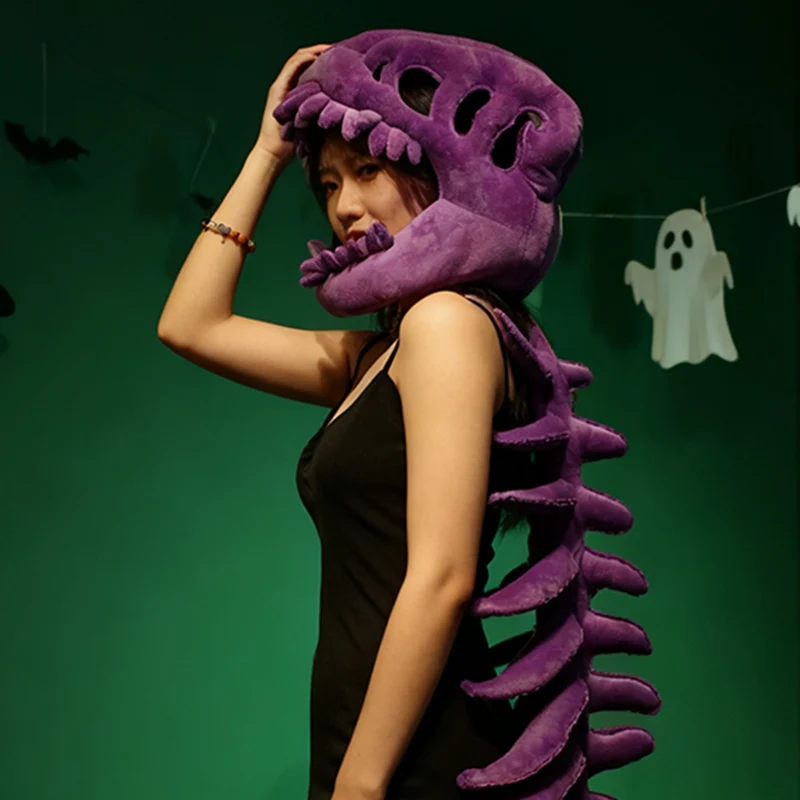 Peluche dinosaurio esqueleto para cosplay y Halloween con calavera - imagen 2
