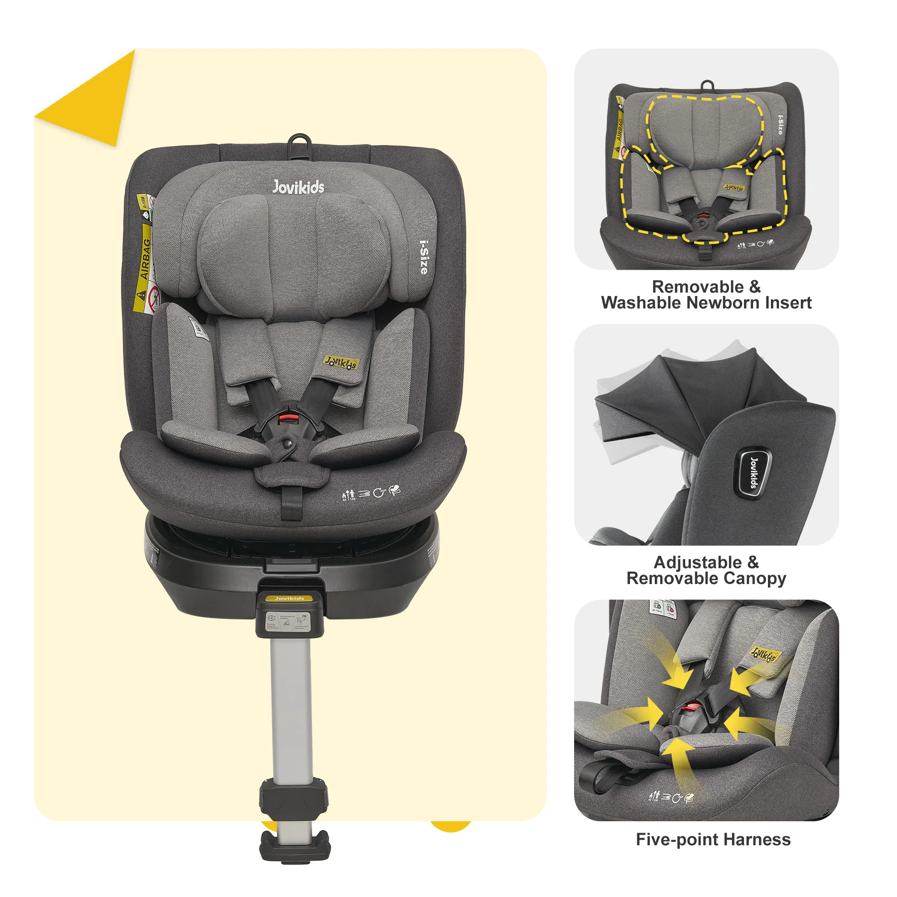 Jovikids Ranger asiento de coche giratorio para bebé con soporte - imagen 5