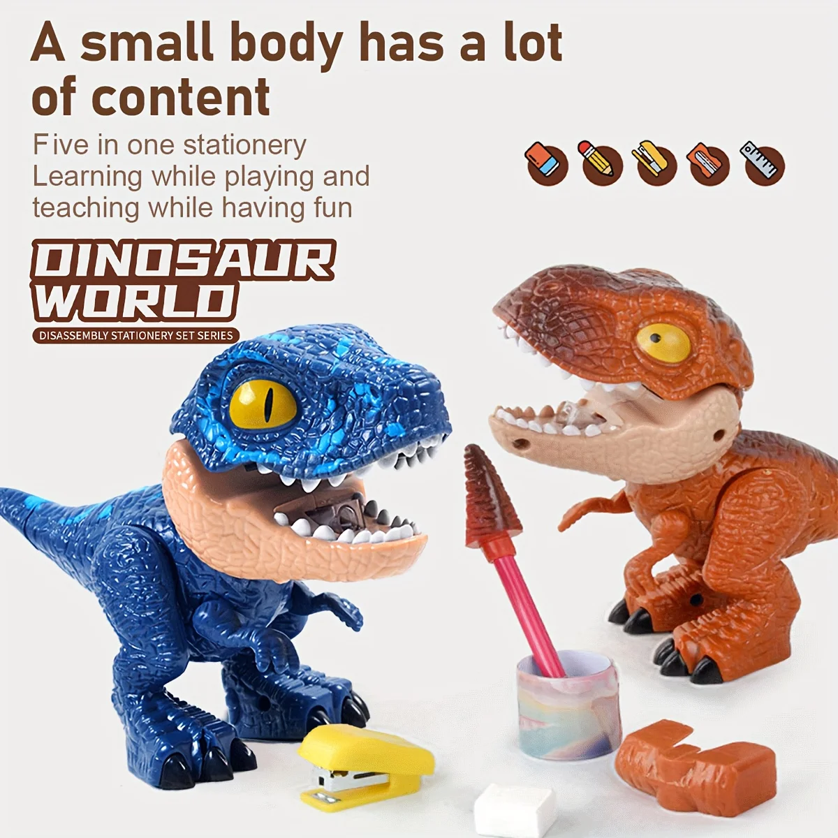 Set de papelería educativo desmontable con dinosaurios para niños