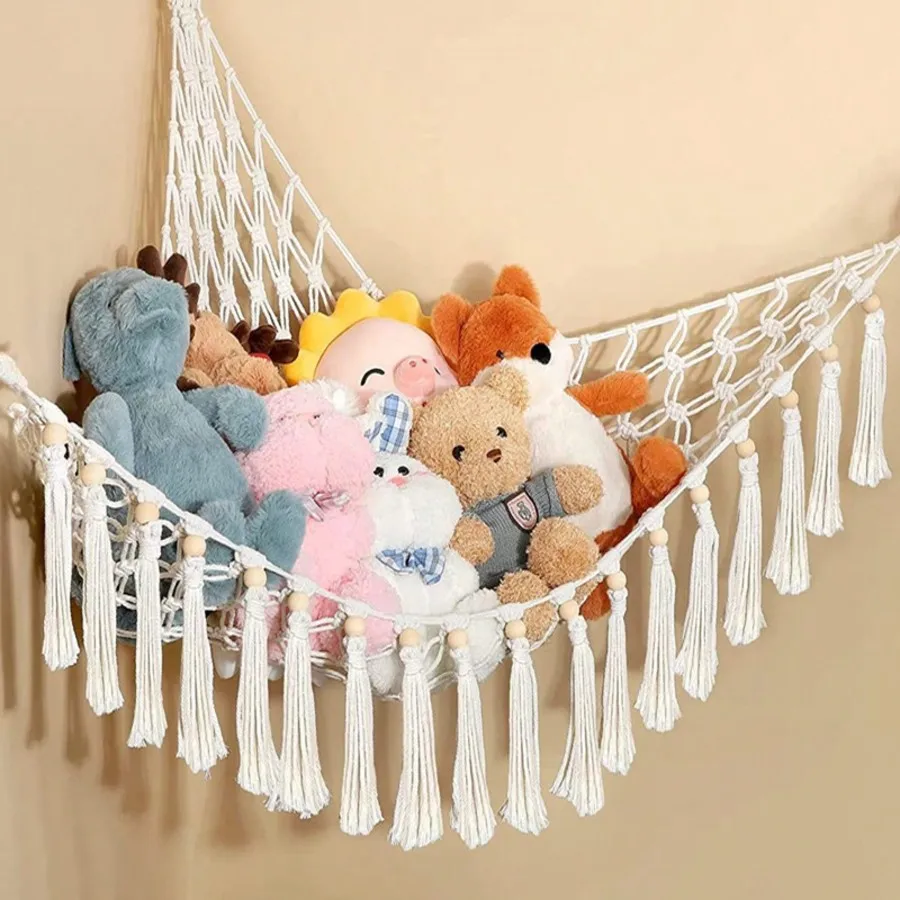 Red de almacenamiento colgante algodón para juguetes infantiles - imagen 3