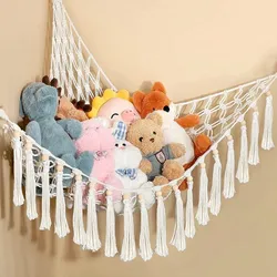 Red de almacenamiento colgante algodón para juguetes infantiles