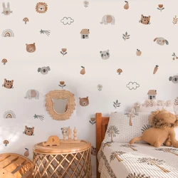 Pegatinas de pared infantiles boho acuarela de león y koala