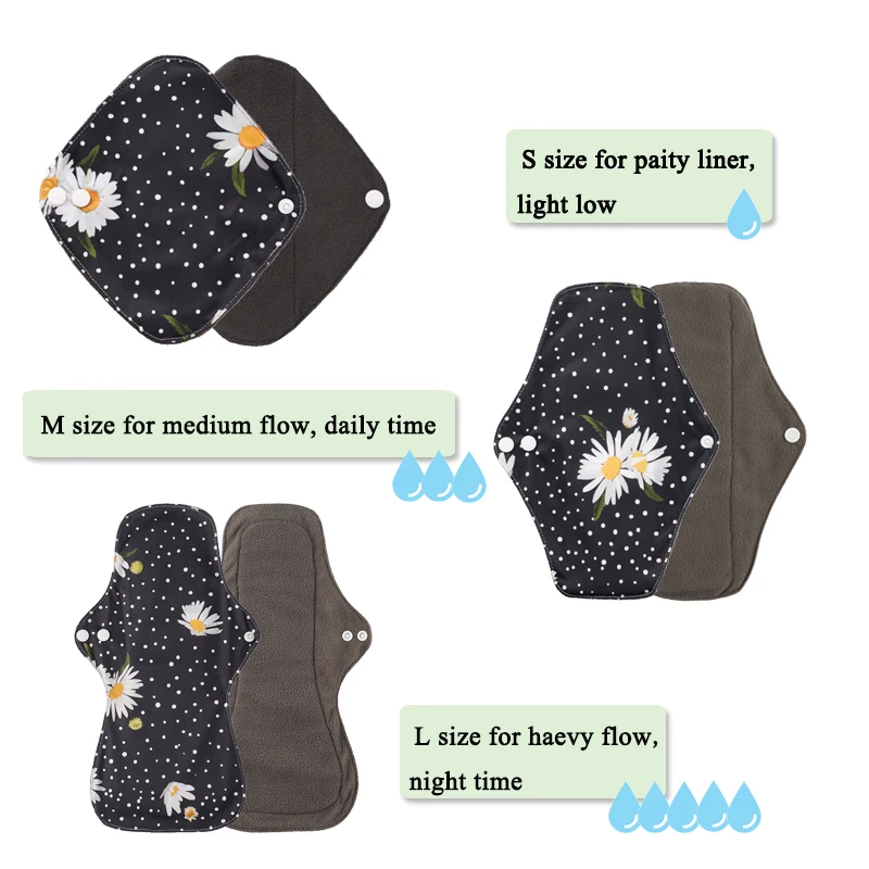 Toallas menstruales reutilizables de bambú lavables para noche y día - imagen 3