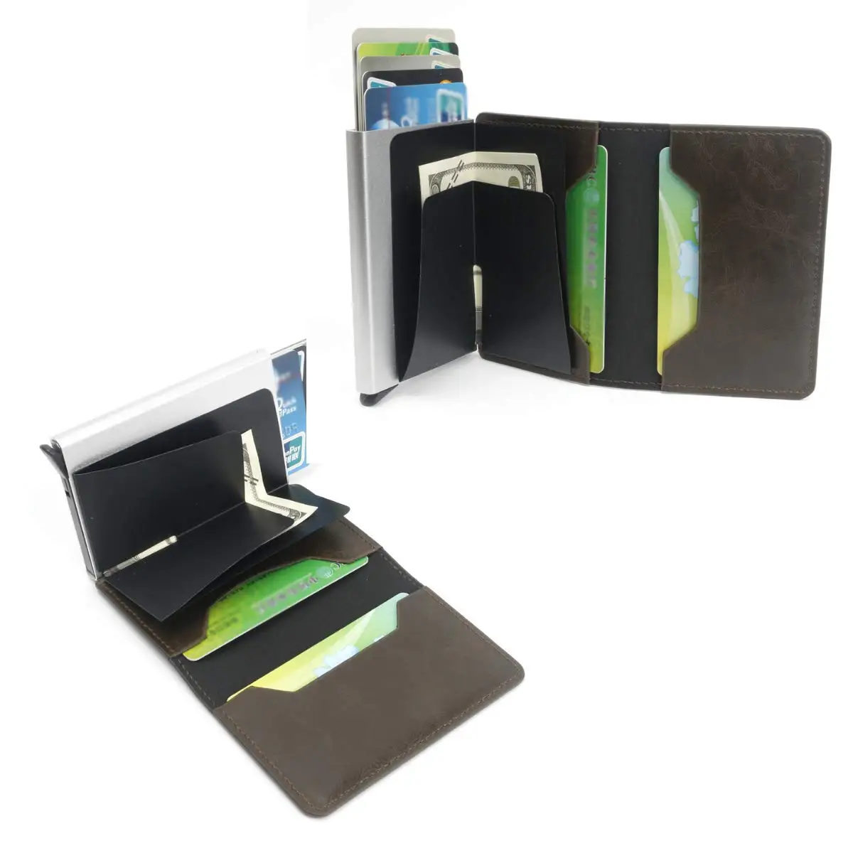 Tarjetero RFID ultrafino de cuero con bloqueo antirrobo para hombre - imagen 5