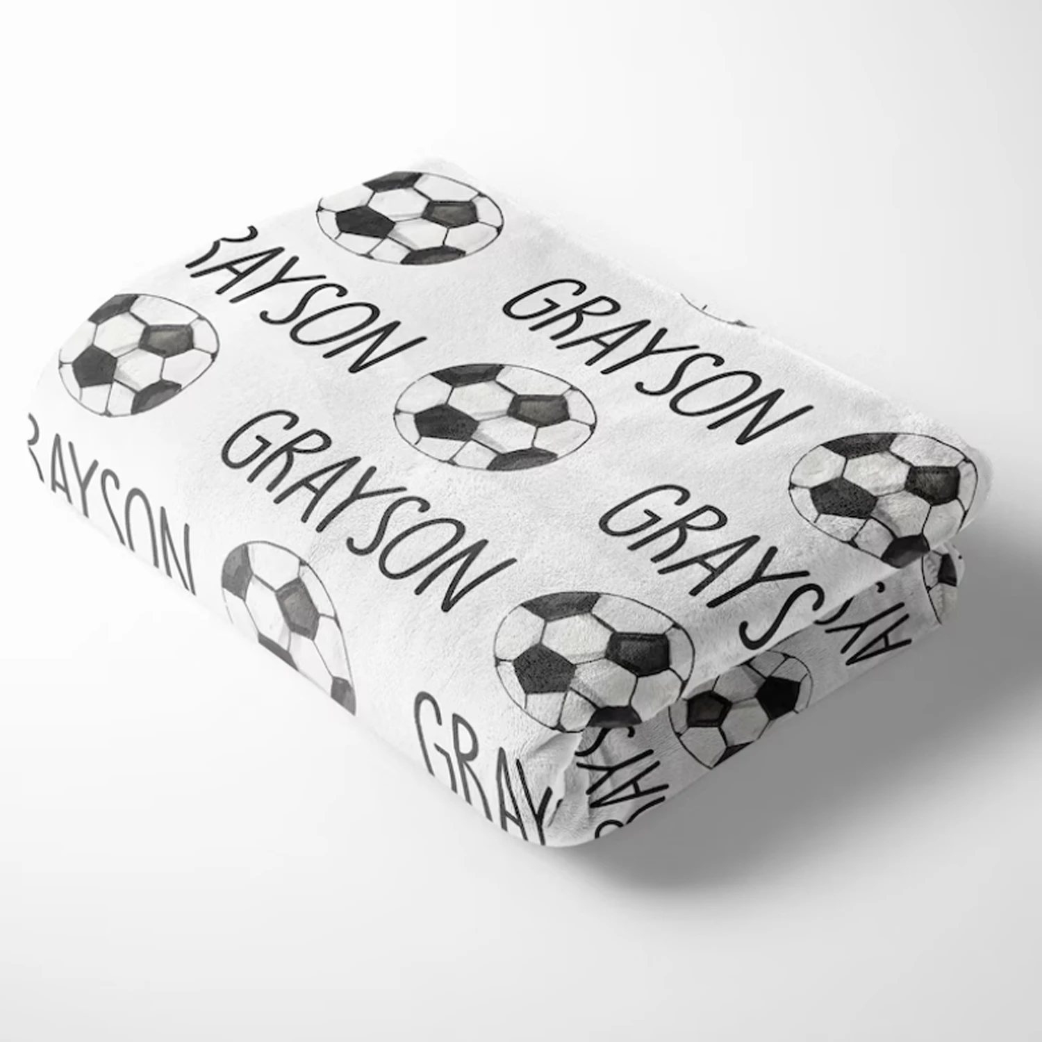 Manta de fútbol infantil con nombre bordado para niño - imagen 2