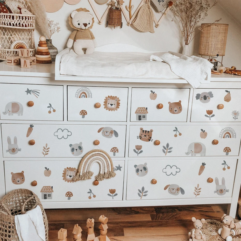 Pegatinas de pared infantiles boho acuarela de león y koala - imagen 4