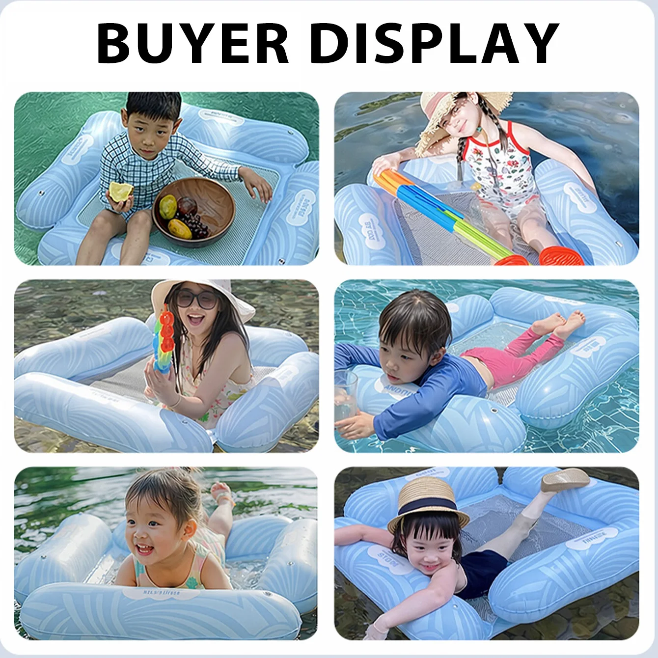 Flotador infantil piscina con base de malla portátil - imagen 2